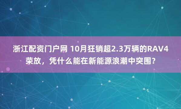 浙江配资门户网 10月狂销超2.3万辆的RAV4荣放，凭什么能在新能源浪潮中突围？