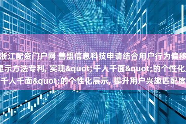 浙江配资门户网 善盟信息科技申请结合用户行为偏移的多角色促销弹窗显示方法专利, 实现"千人千面"的个性化展示, 提升用户兴趣匹配度