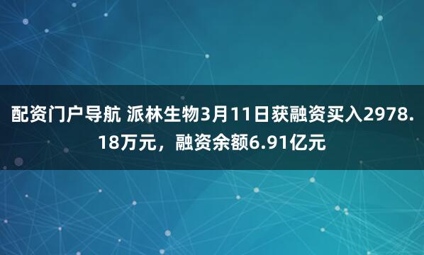 配资门户导航 派林生物3月11日获融资买入2978.18万元，融资余额6.91亿元